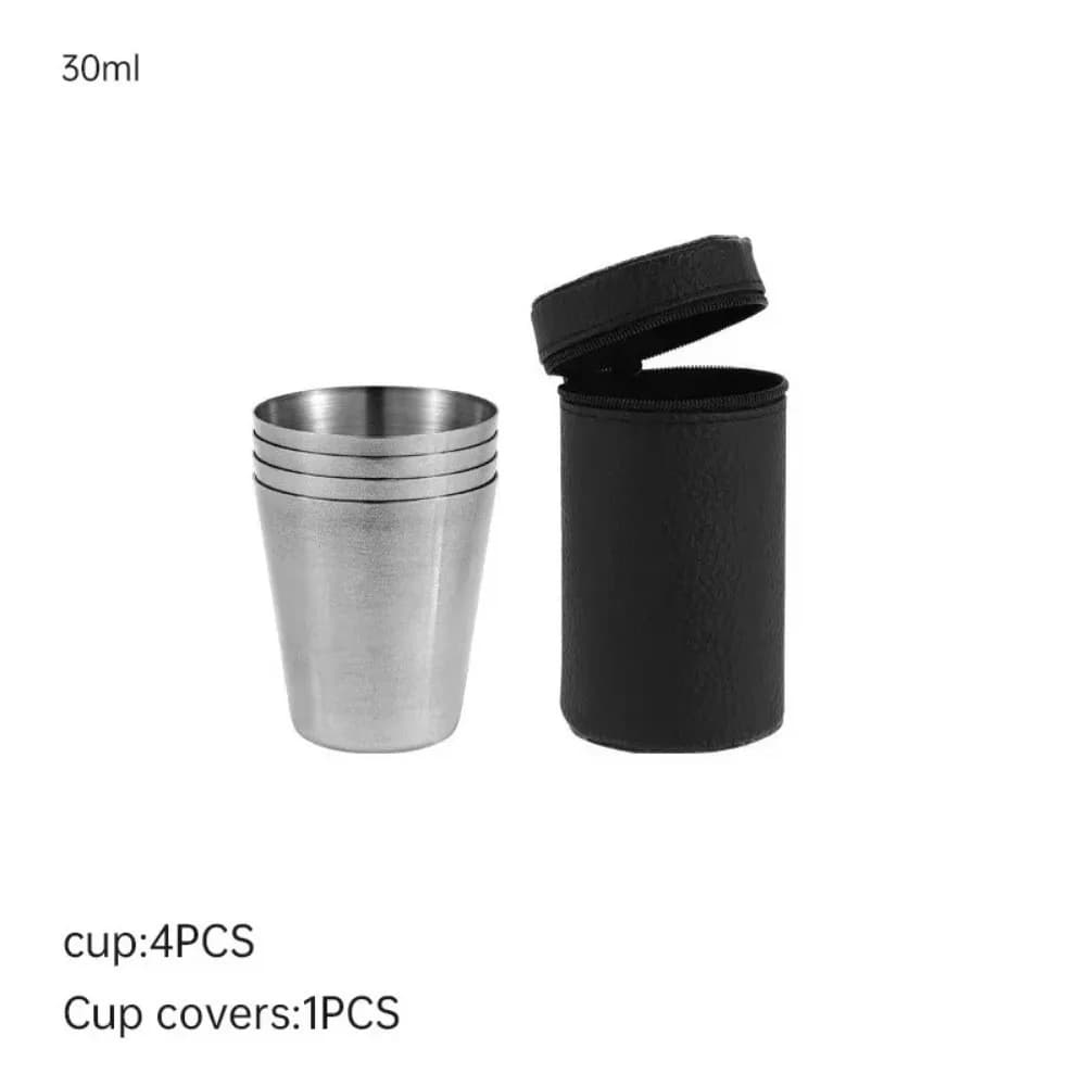 4 tazze da campeggio in acciaio inossidabile da viaggio 30 ml/70 ml/170 ml mini bicchiere da vino per whisky con custodia tazze da birra bicchieri