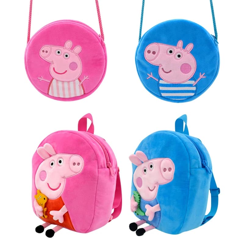 Simpatico zaino in peluche Peppa Pig Borsa a tracolla singola peluche morbido asilo Portafoglio per caramelle rosa Piggy Girl regalo di compleanno per bambini
