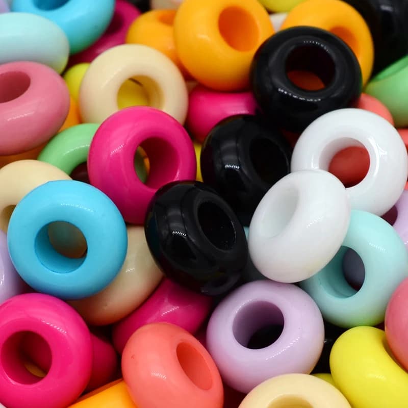 100/200/500pcs 11.3mm Round Acrylic Beads Big Hole Spacer Beads For Bracelet Necklace DIY Jewelry Making Materials Accessories