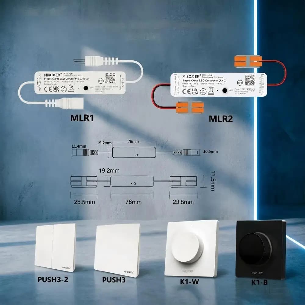 Miboxer MLR1 MLR2 K1 RUSH3 DC12-24V Mini 2.4GHz RF Wireless Remote Dimmer for 2835 5050 Single Color Strip Light LED Controller