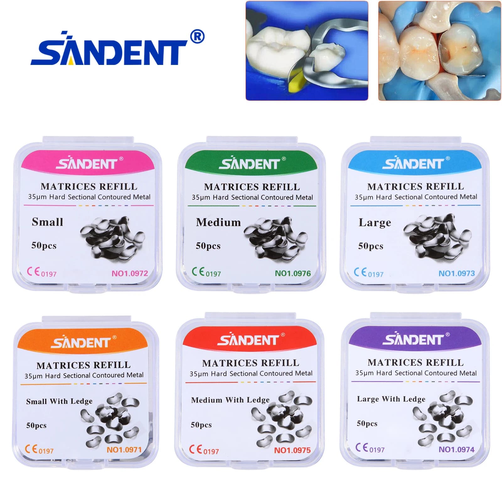 50 Pz/scatola Matrices Metalliche Dentali Fascia Morbida e Dura/Ricarica Matrix sagomate sezionali a LED S/M/L 35μm SANDENTE