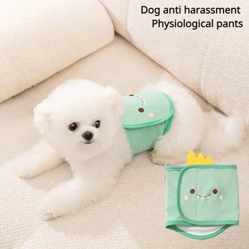 Cartoon Reusable Animal Pet Dog Male Physiological Pants Adjustable Sanitary Underwear Belly Band Cotton Diaper for Small Dogs