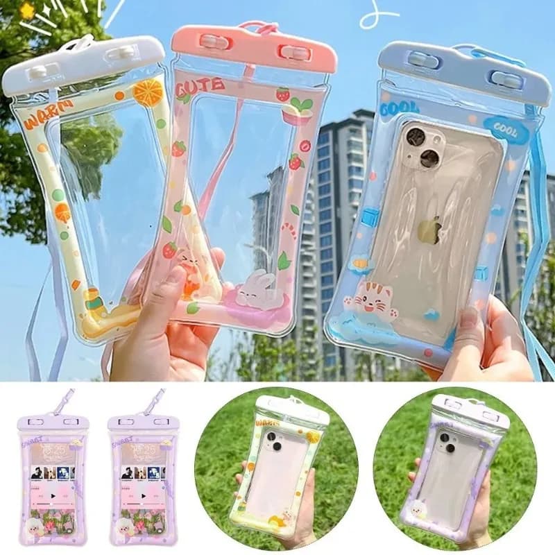 Borsa impermeabile per telefono con design a cartone animato, custodia a secco subacquea per sport acquatici, spiaggia e piscina