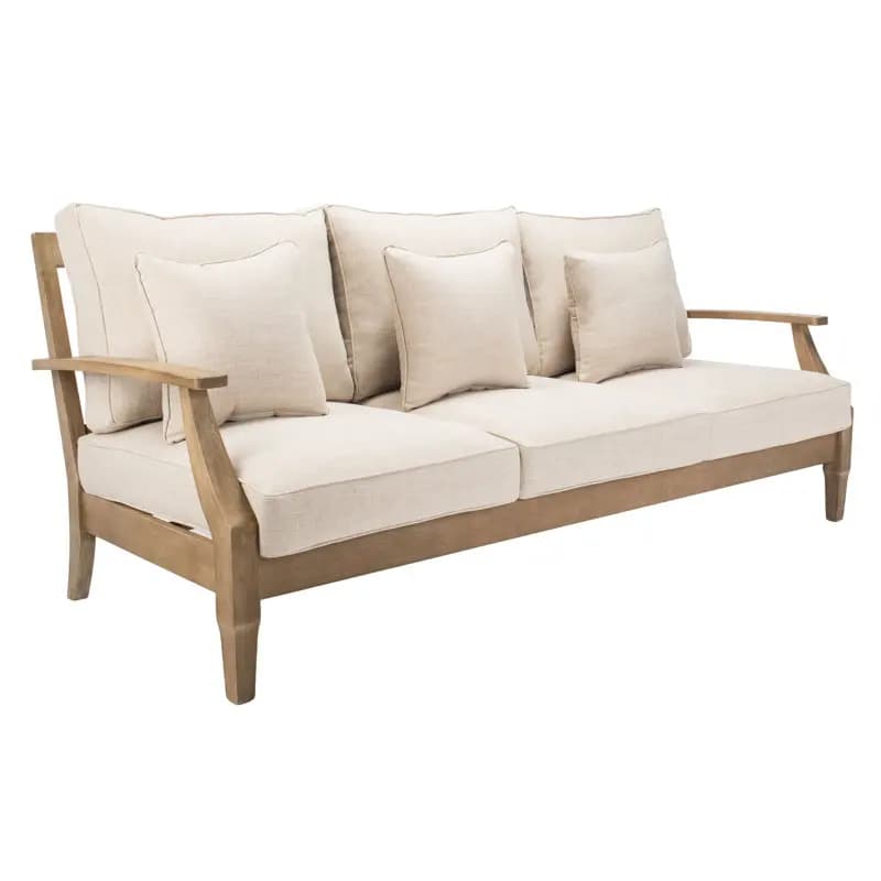 # Poltrona Classica da Esterno in Teak con Cuscino Rimovibile, Divano da Giardino in Teak Resistente alle Intemperie