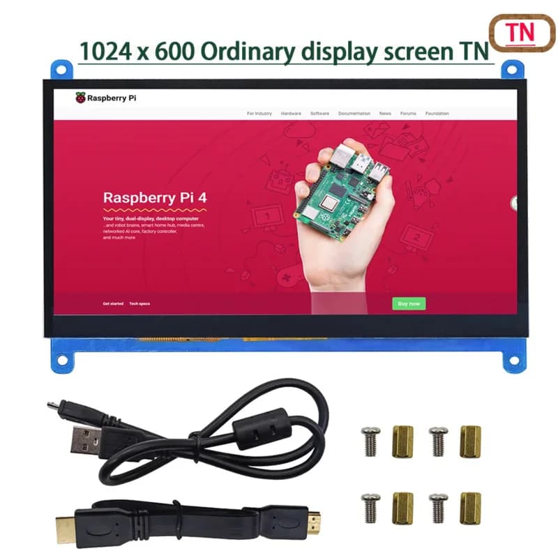 7 Inch LCD Display Compatible Touch Screen HDMI Resolution 1024x600 Capacitive Touch Screen Support Systems for Raspberry Pi TN