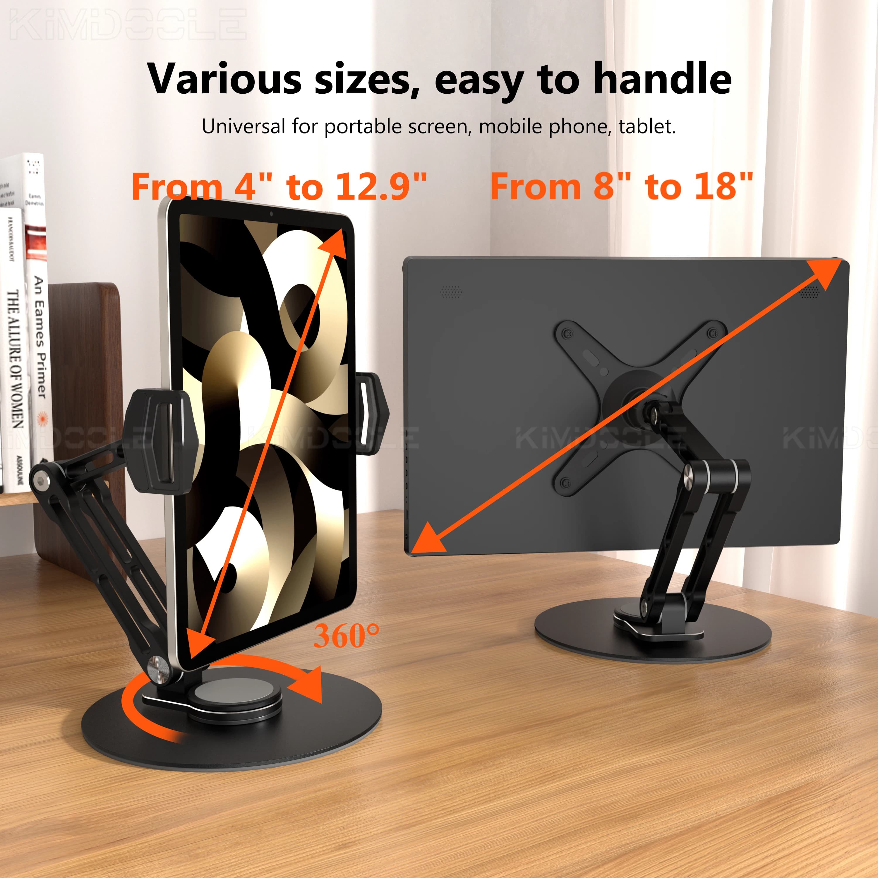 Support for portable monitor with folding arm for monitor with tablet support with 360 rotation Display Monitor Accessories with articulated arm