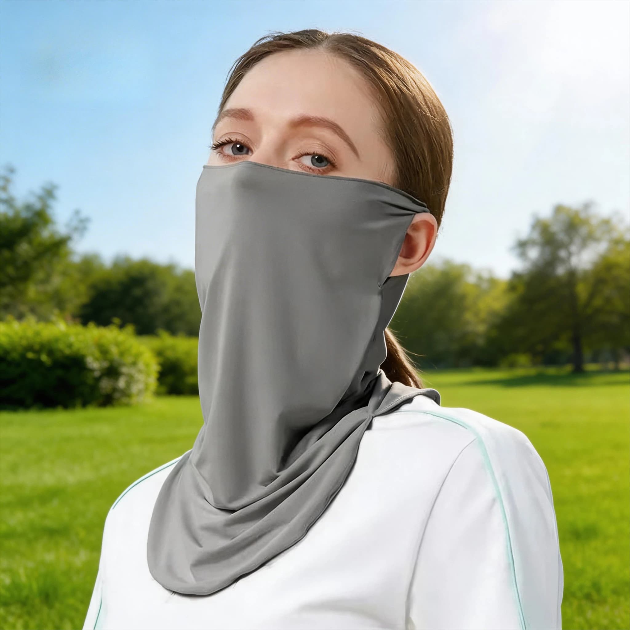 Bandana rinfrescante traspirante per esterni con passanti per le orecchie, ideale per ciclismo, corsa, pesca, per uomo e donna