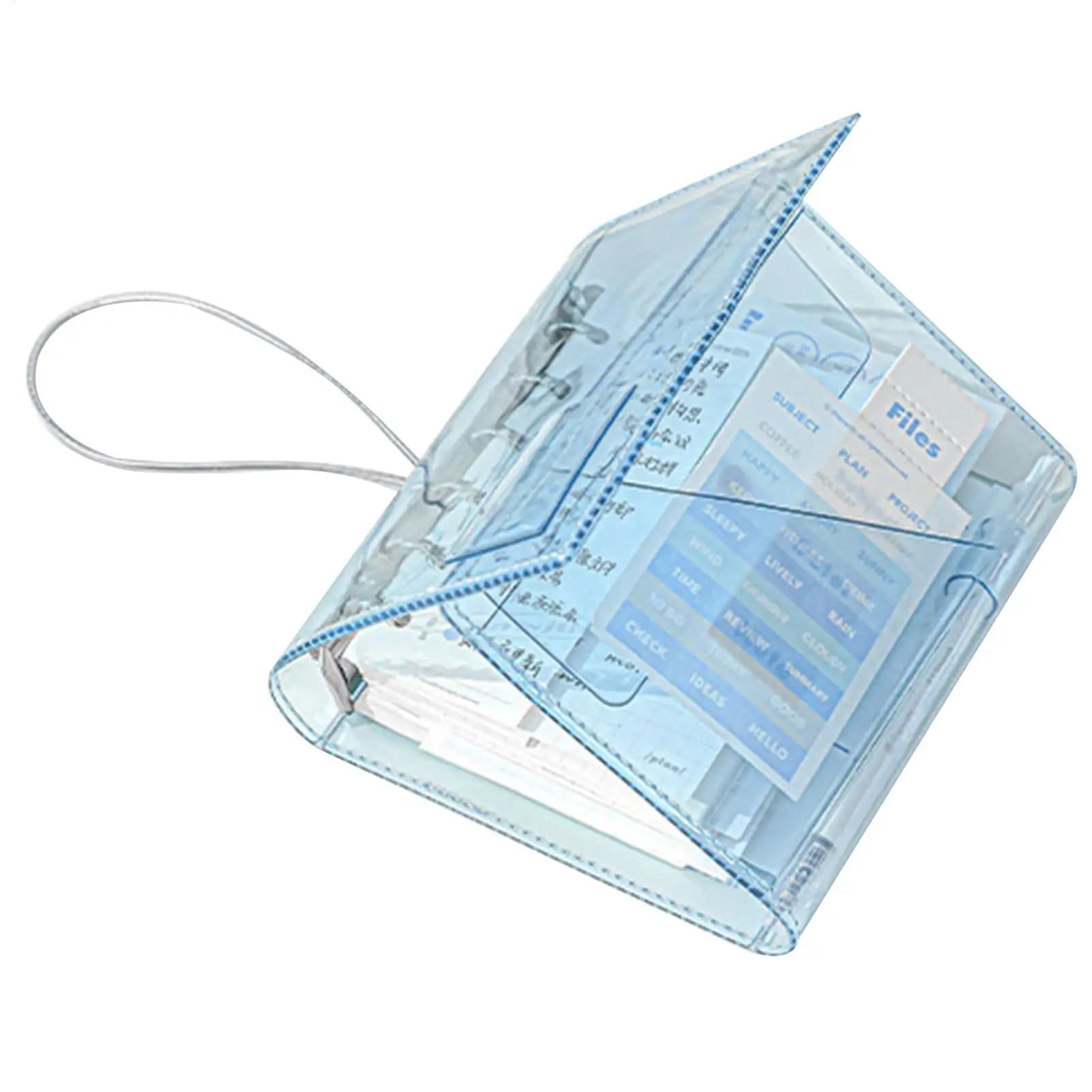A7 Refillable Notebook Transparent PVC Loose Leaf Notebook Simple Style Tri-Fold Accordion Journal Aesthetic Pocket Planner