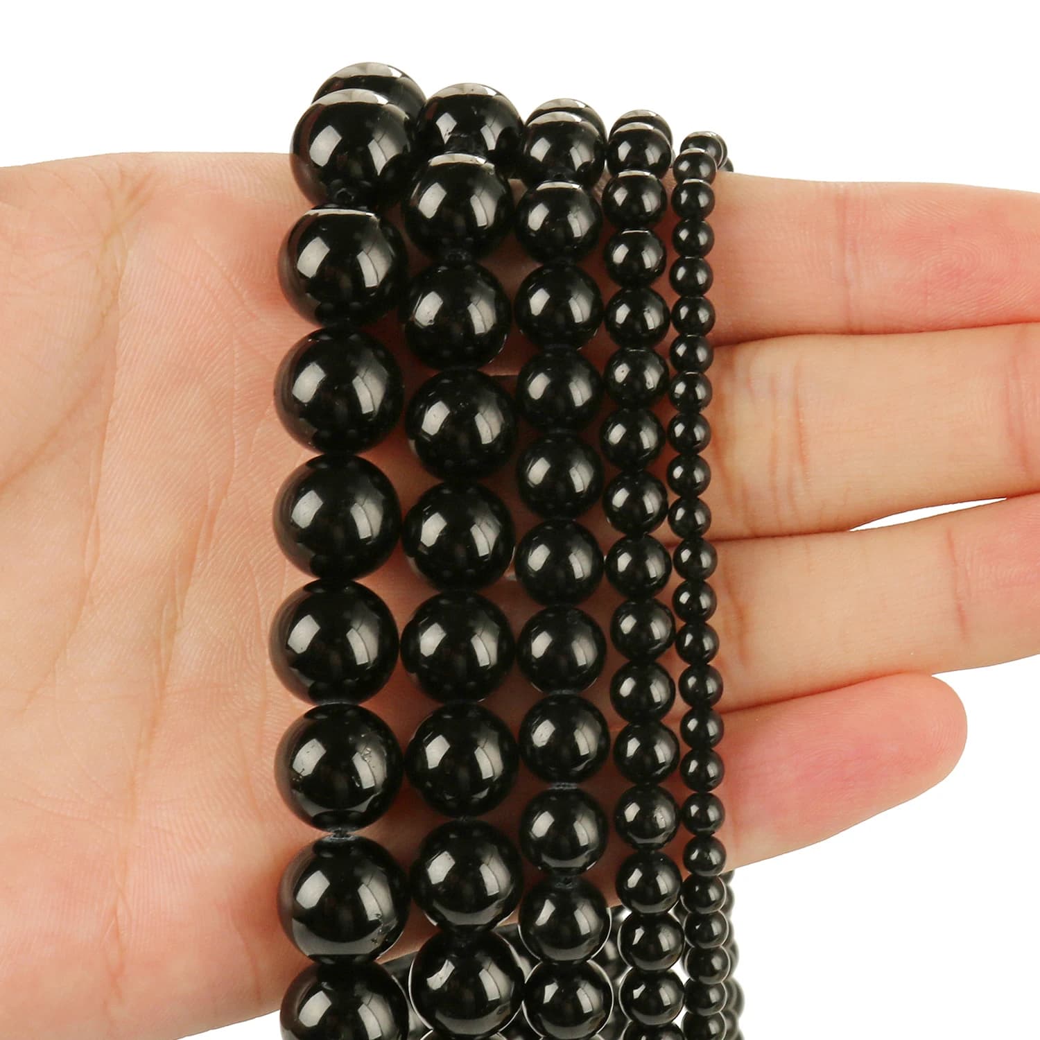 4/6/8/10/12mm AAA genuino tormalina nera tallone 100% pietra naturale perline allentate rotonde per gioielli che fanno braccialetto di ciondoli fai da te 15''
