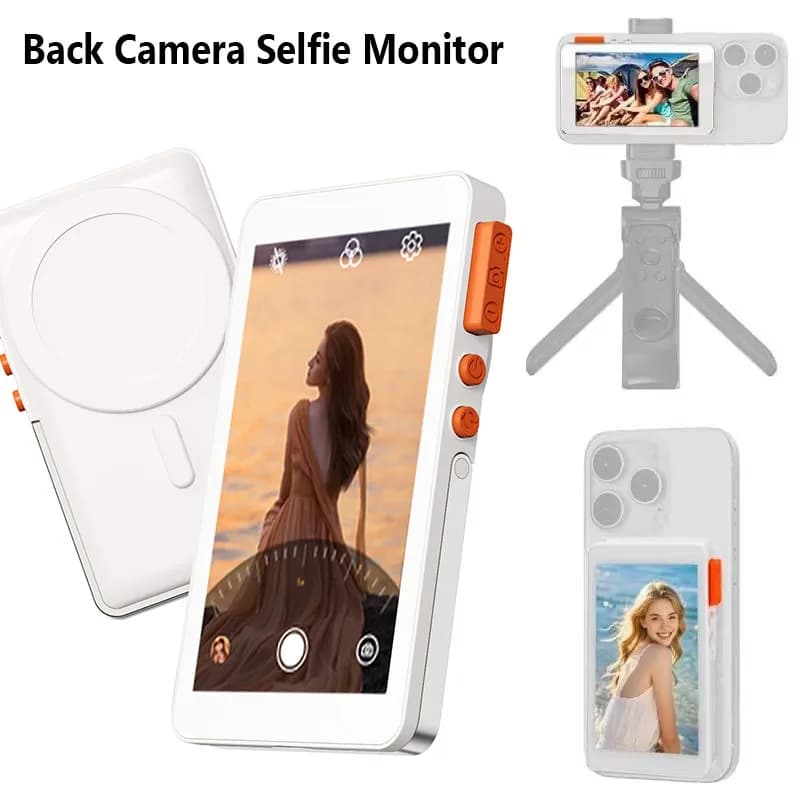 RK-X40F Ultra Magnetic Phone Selfie Monitor Screen for Cell Phone with Back Board Support for Photo Selfie Vlog Live Stream