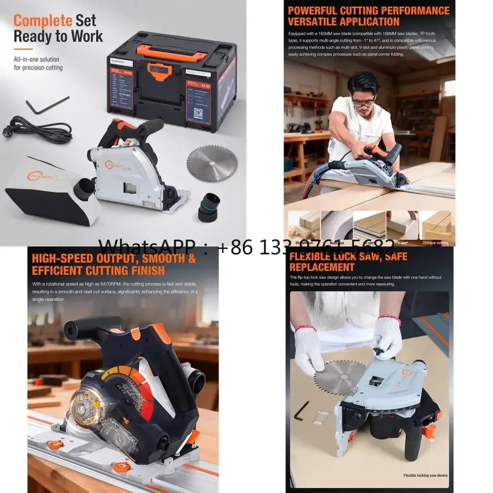 WSQ Juzhiyuan Professional Brushless Track Saw SJ-55 Precise Rail-guided Cutting Machine for Wood Plastic Aluminum Board