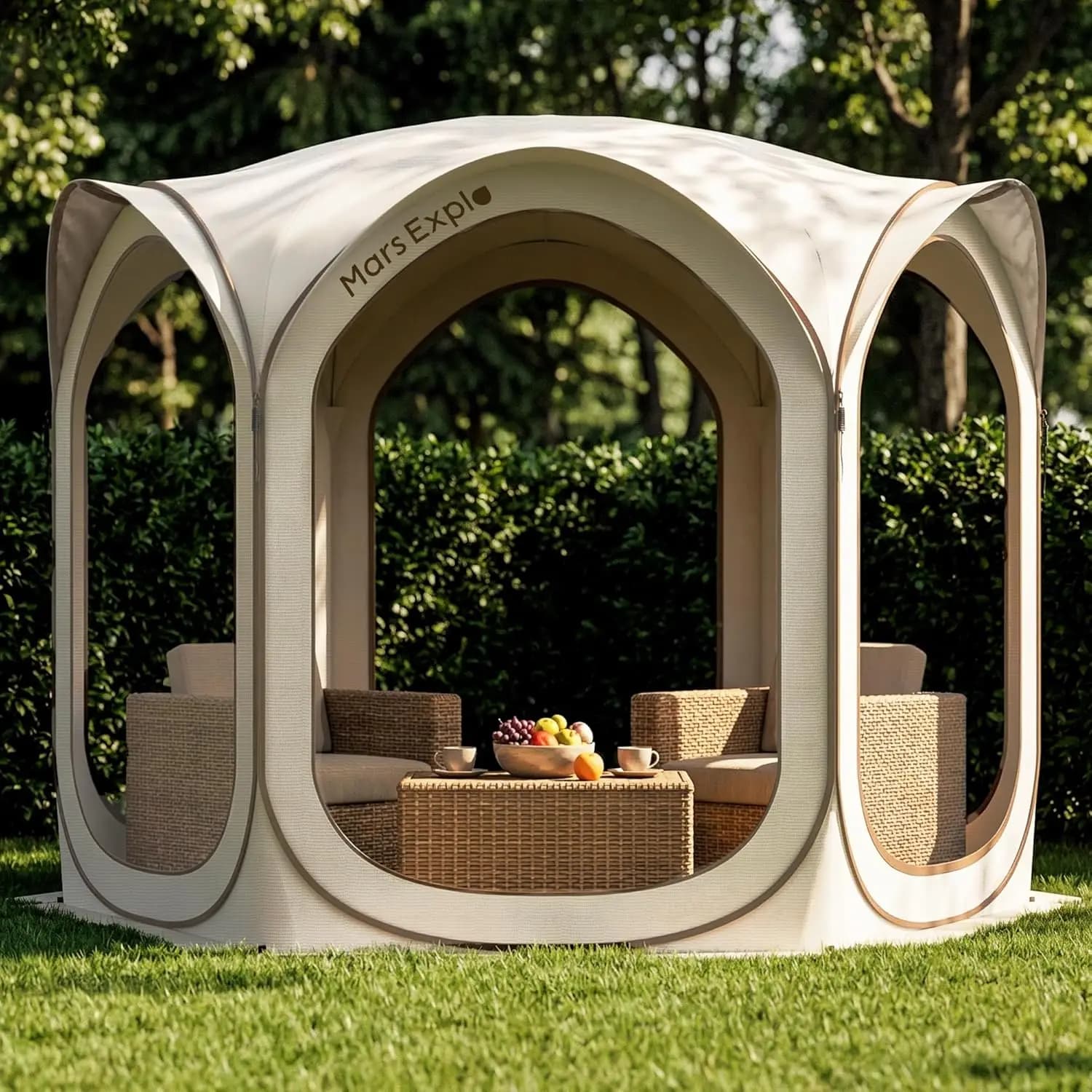 Tenda a baldacchino pop-up 10x10FT, gazebo portatile istantaneo con porte a rete, borsa per il trasporto per patio, giardino e campeggio, beige
