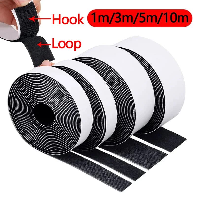 Strong Self Adhesive Hook and Loop Tape, Double Sided Sticky Fastener with Adhesive Glue Heavy Duty Strap Tapes for DIY Crafts