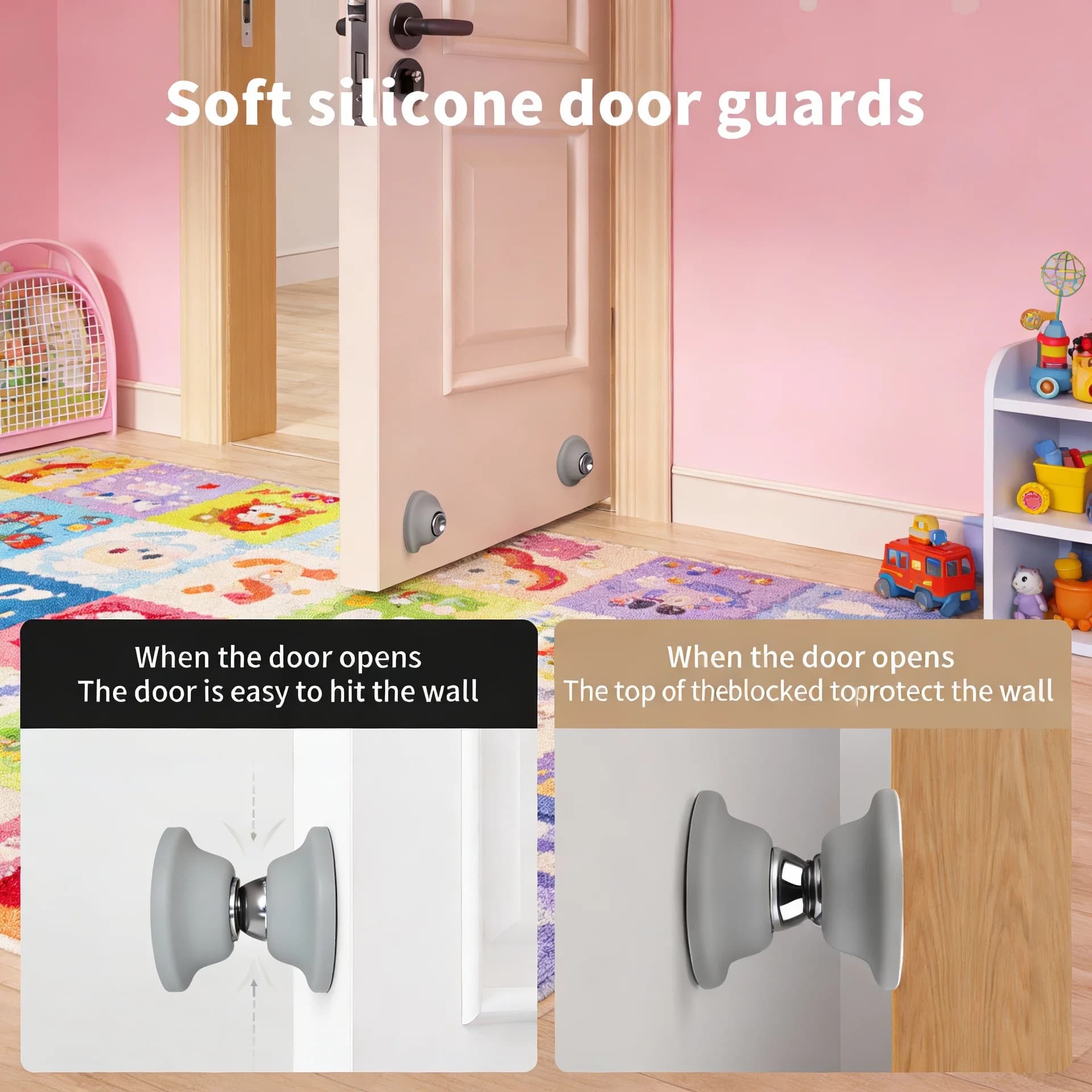 Fermaporta Magnetico in Silicone Antiurto, Ammortizzatore per Porte di Camera da Letto e Studio, Senza Foratura, Forte Adesione