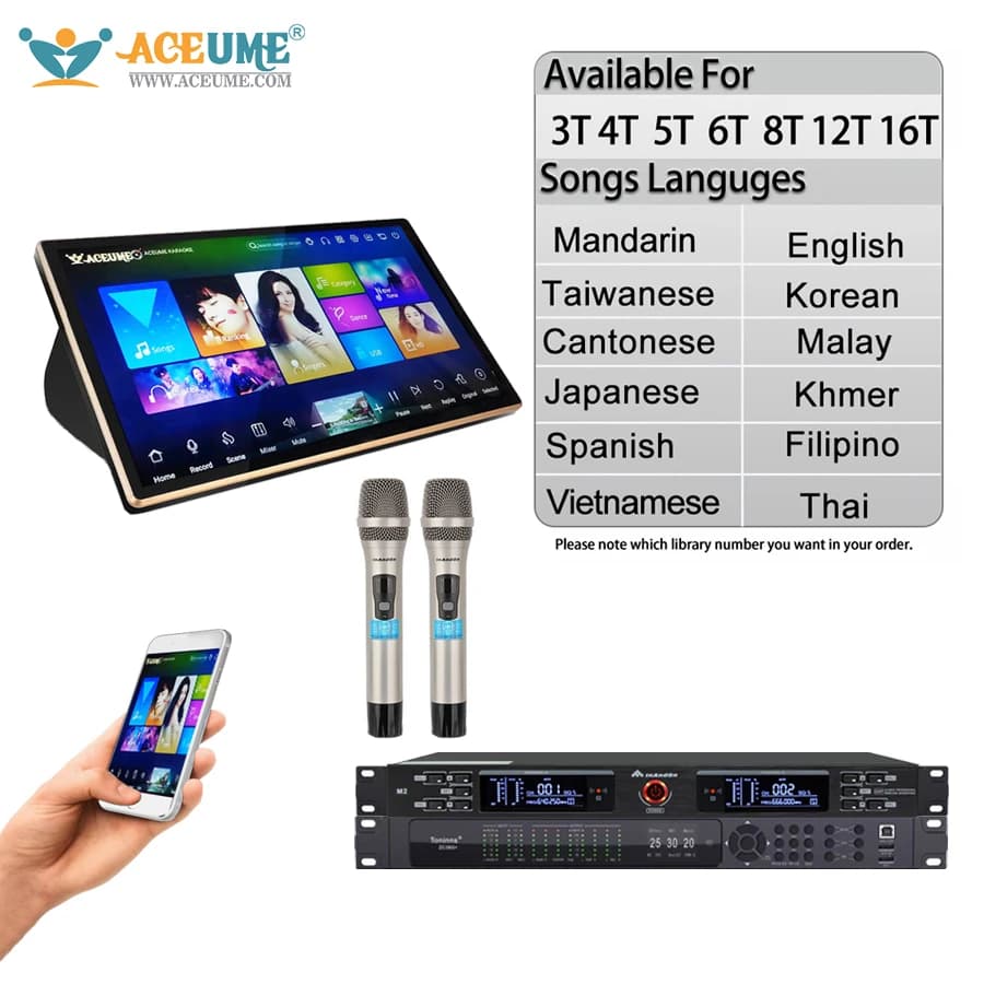 DSKZM19" MIC Karaoke Player Machine Online Movie Dual System Touch Screen INM2 M2Microphone ZC360+ Front End Karaoke Effect