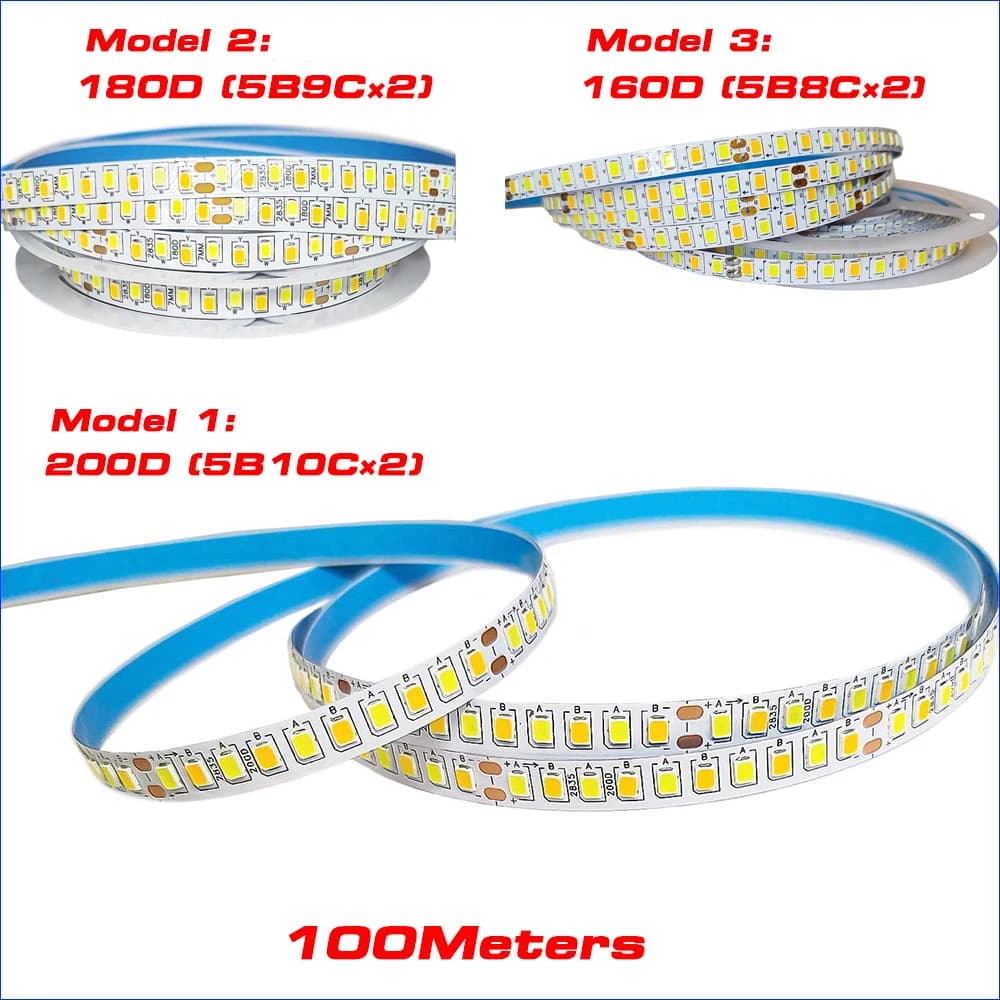 100M (2 giunti a saldare) 180D 5 b9c x 2 e 200D 5 b10cx2 2835 striscia LED a corrente costante cintura a coste a LED da utilizzare nel lampadario.