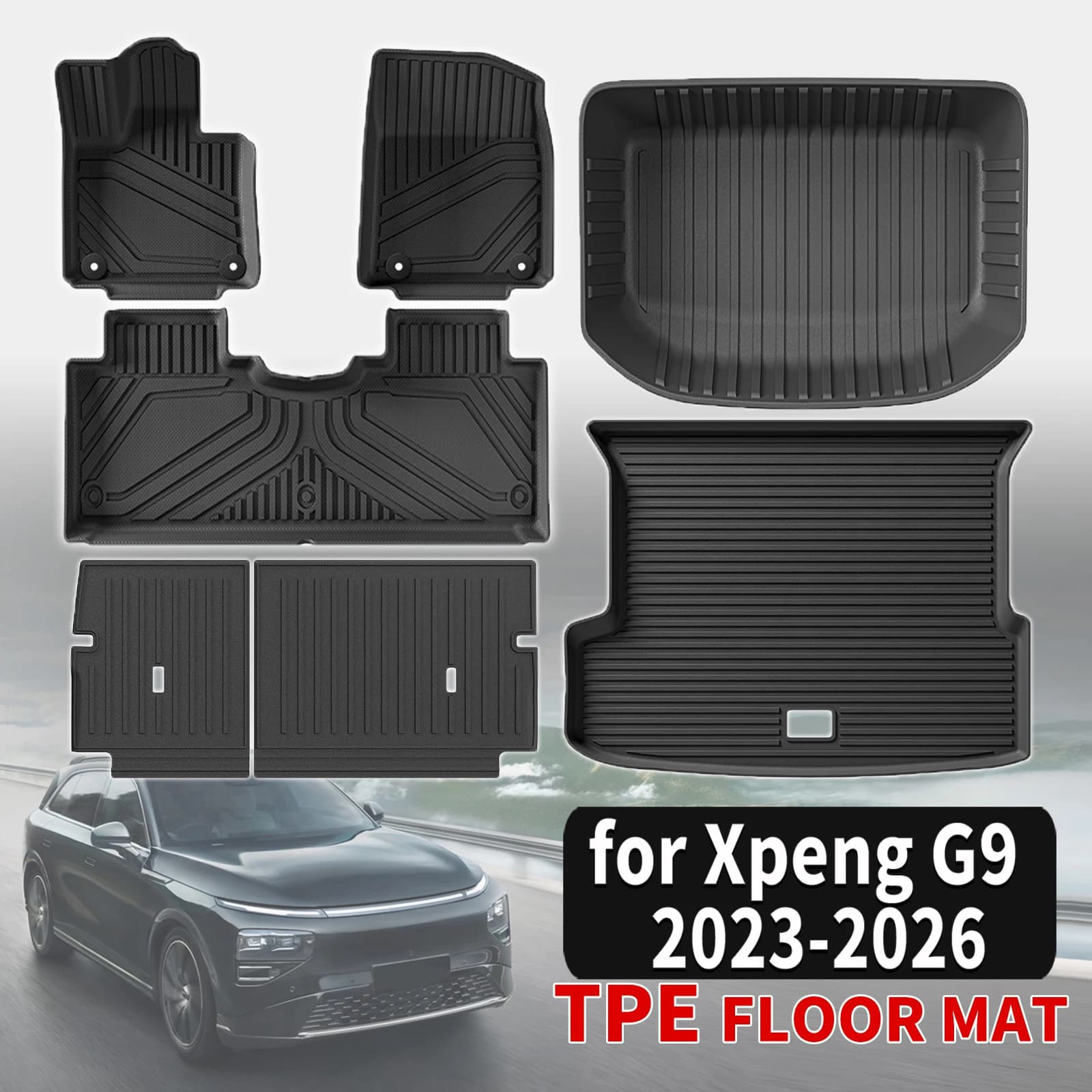 for Xpeng G9 2023 2024 2025 2026 Custom TPE Mats Full Set Eco-Friendly Waterproof All-Weather Floor Liners Accessories