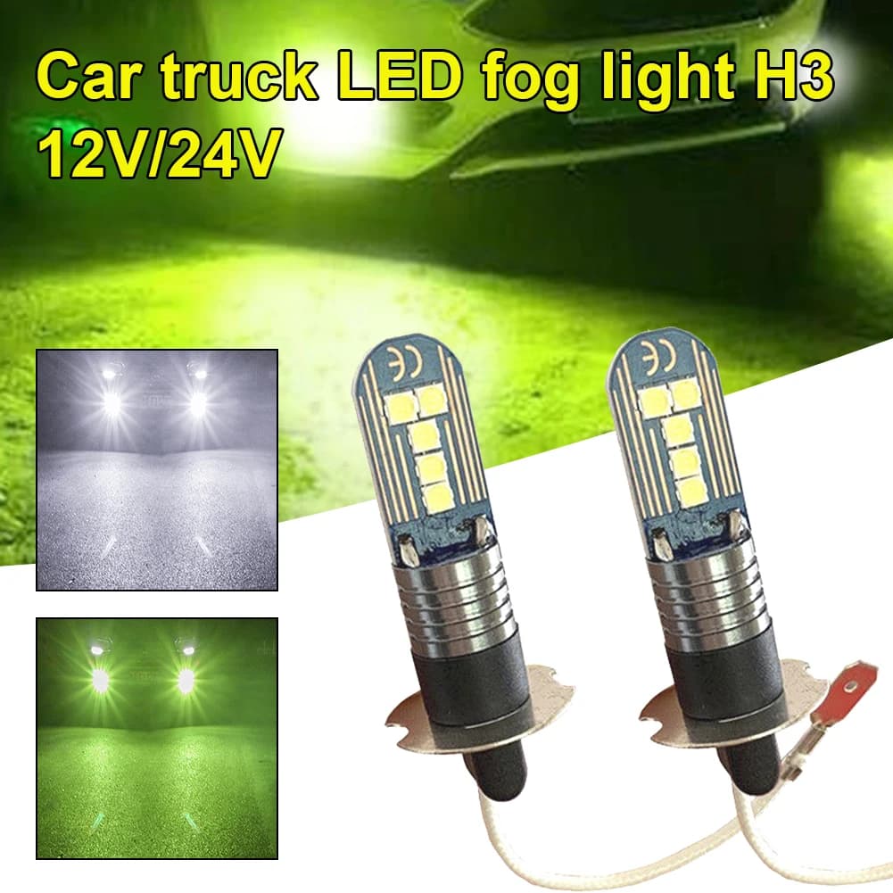 2 pezzi H3 Led fendinebbia per auto 6000K Super luminoso 3030 chip fendinebbia automatico luce di marcia diurna Auto DRL Plug Play DC 12V bianco verde
