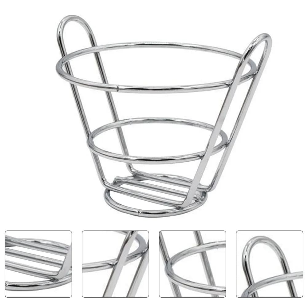 Cold stainless steel fries basket, snack container for home, restaurant, kiosk, to serve fries.
