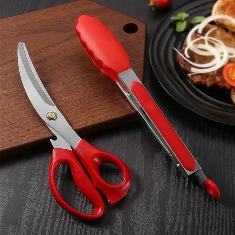 Barbeque scissors Food pliers Stainless steel kitchen utensils Korean style knife Chicken and beef steaks barbecue grill