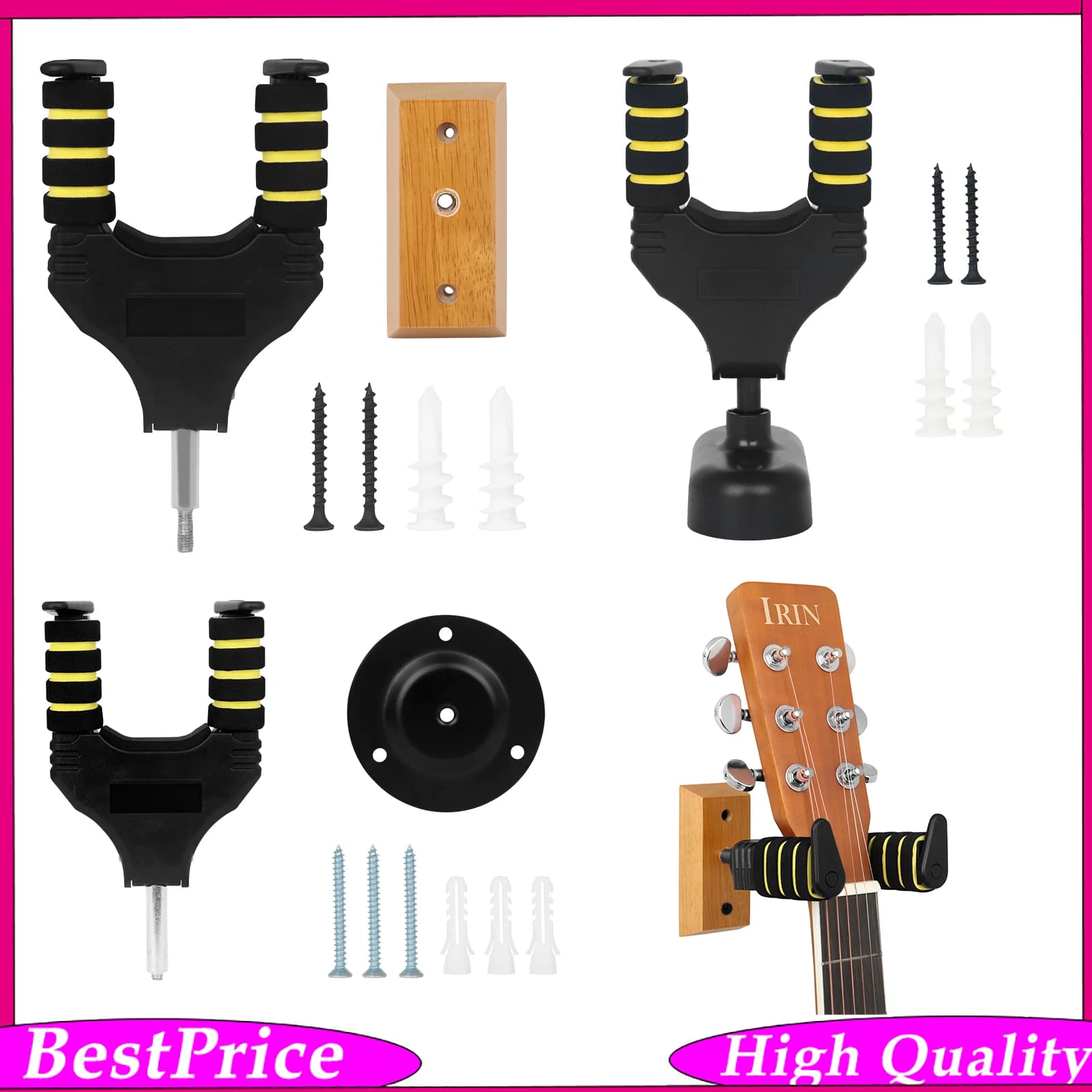 Self-locking Gravity Guitar Wall Hanger Wall Mount Guitar Hook Anti-slip Guitar Holder for Guitar Instrument Storage Display