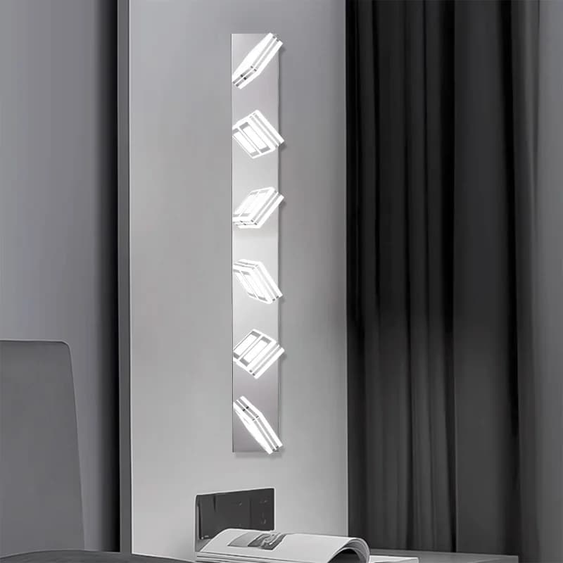 6-Light Modern LED Bathroom Vanity Light, 38.9" Stainless Steel Mirror Headlight, Dimmable Wall Sconce with Frosted Acrylic Shade, Waterproof Anti-Fog Makeup Light for Bathroom Dressing Table