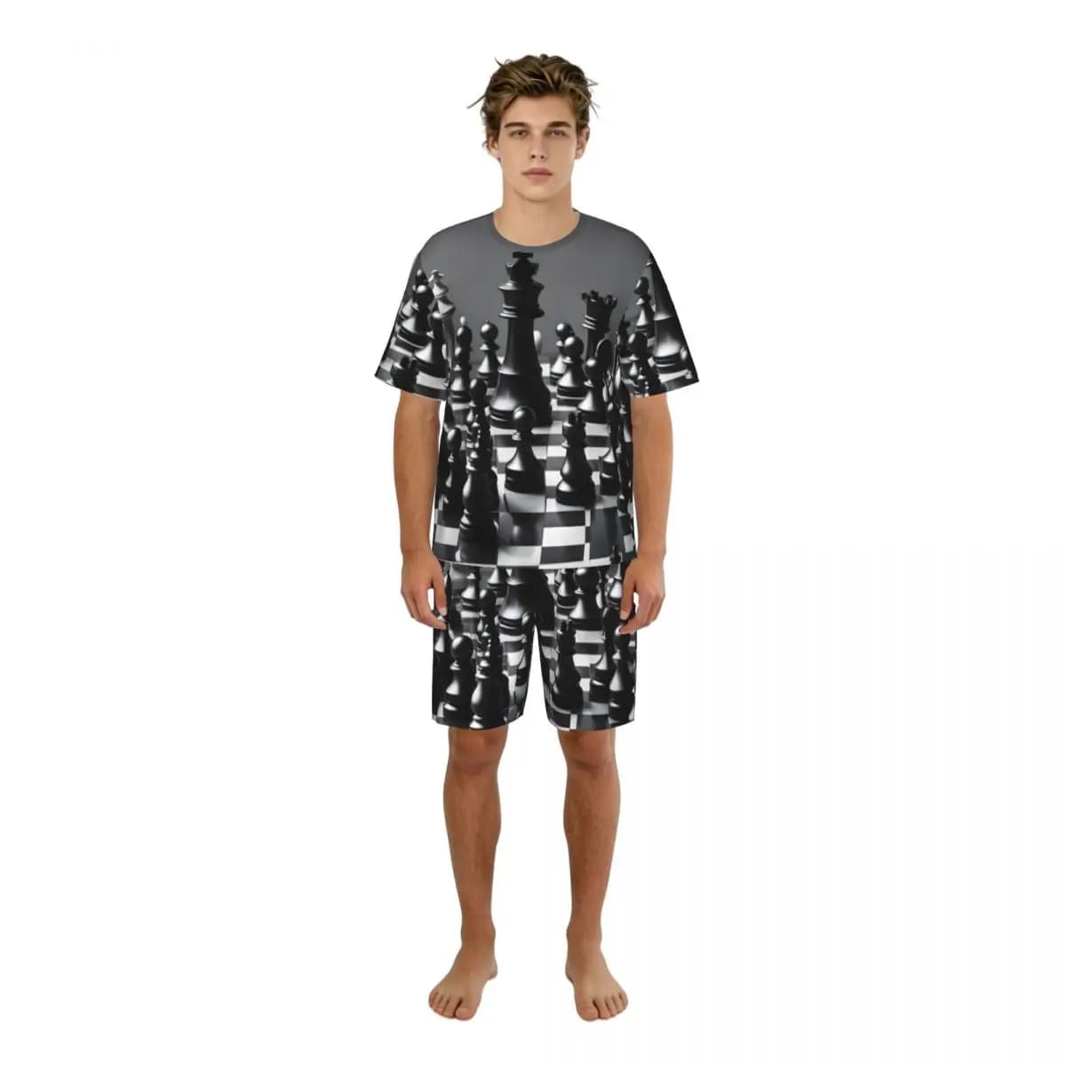 Set pigiama da uomo Chess Strategy Game, manica corta, traspirante, abbigliamento da notte, abbigliamento per la casa