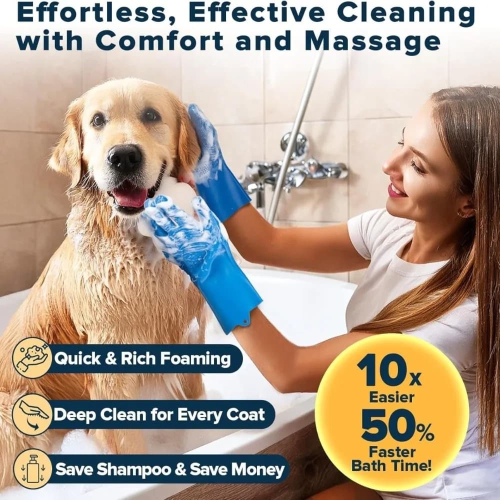 Set di 6 Guanti in Silicone per il Bagno di Cani e Gatti, Spazzola Massaggiante e Spazzolino per Denti, Morbido e Non Tossico, Scrubber per Shampoo per Animali Domestici