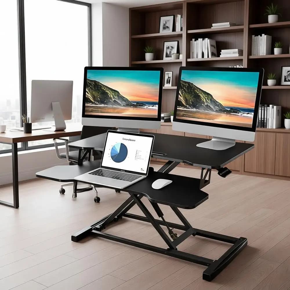 Adjustable Desk Converter for 32 Inch Height for Single or Double Monitor