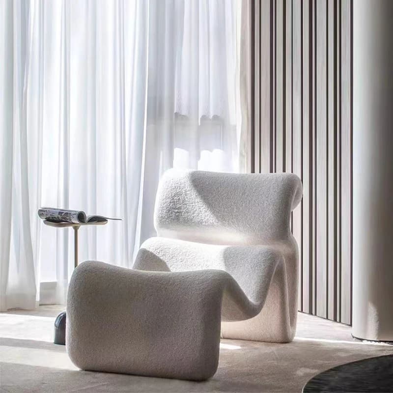 Elegant and modern luxury living room for leisure, padded cushions, metal structure, leisure chair decoration, high-end fabric