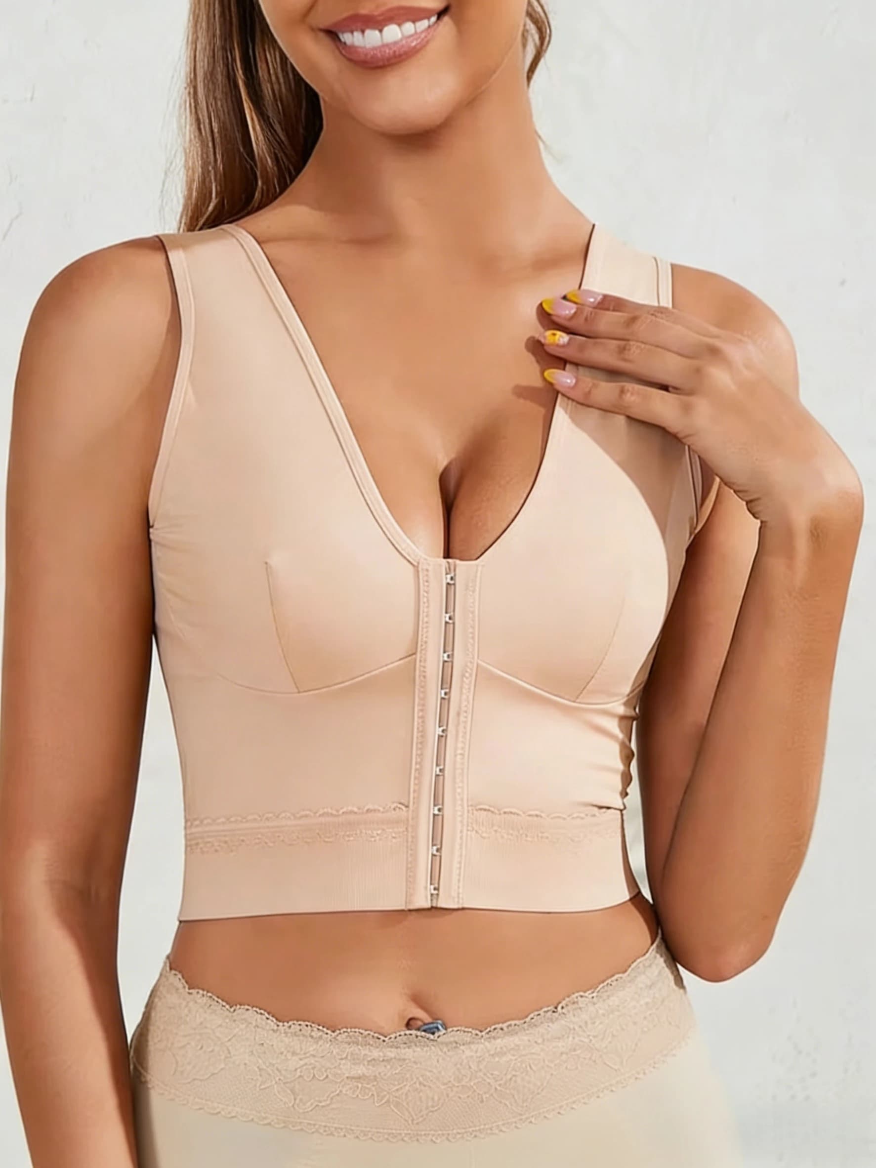 Women's High Compression Comfortable Shapewear Tank Top V-neck Tight-Fitting Adjustable Hook Waist Slimming Support Bust Top