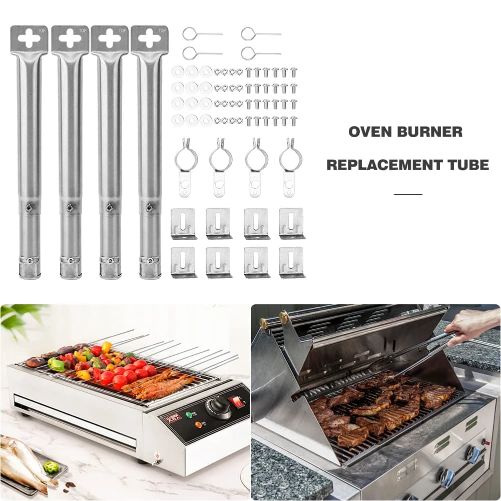 Tubo Bruciatore Utile per Barbecue, 4 Pezzi, Ricambio per BBQ, Strumento da Campeggio, Tubo di Ricambio per Griglia, per Forniture BBQ Domestiche e da Cucina