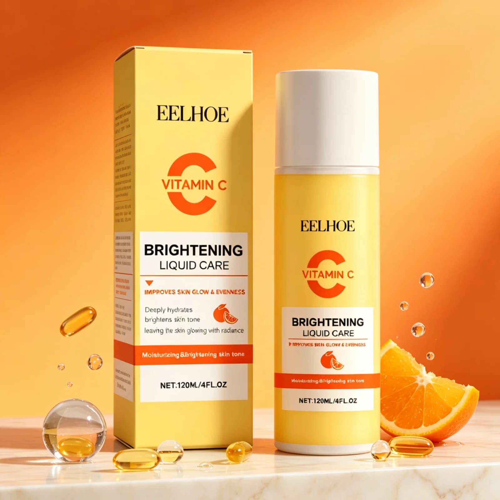 EELHOE Vitamin C Serums Deep Hydration Skin Brightening Even Skin Tone Fade Dullness Quick Absorption Mild Facial Essence 120ml