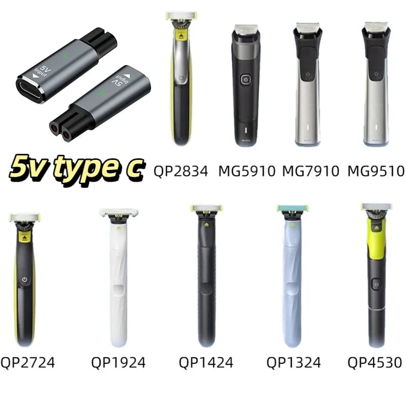 Charger Converter Type C 1Pc 5V - OneBlade QP2724/ Razor Adapter QP2834/ QP1424/ QP1924/ QP4631