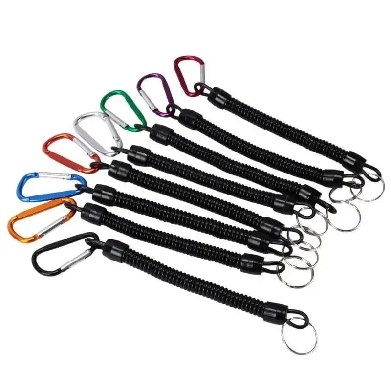 1/2/3pcs Heavy‑Duty Coiled Spring Lanyard Anti‑Lost Retractable Rope With Carabiner For Fisherman Hiker Outdoor Fishing Tool