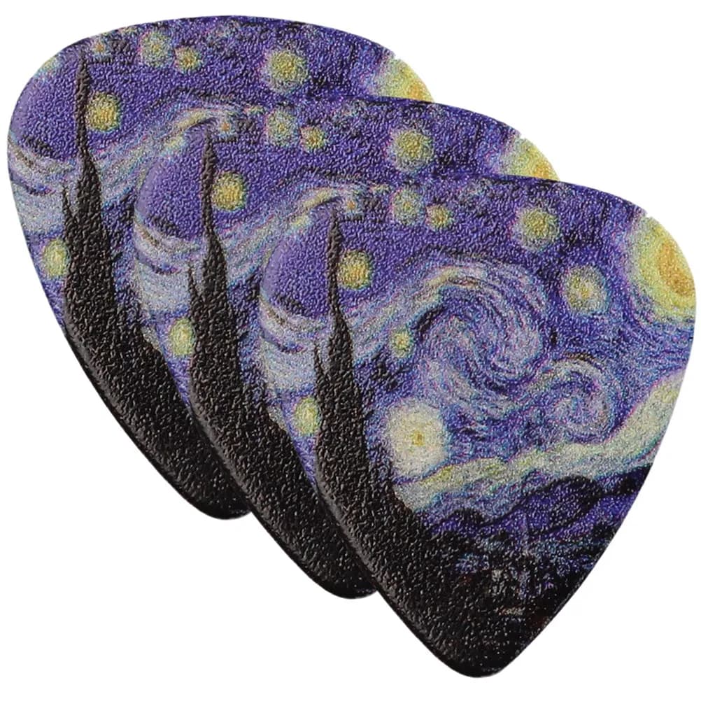 Set di 3 Plettri per Chitarra Acustica, Elettrica, Basso e Ukulele, Triangolari Sottili per Dita e Pollice, Finitura Lucida, Kit di Accessori Musicali Durevoli