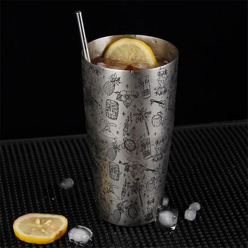 1 pz Boston Shaker per cocktail in acciaio inossidabile con motivo inciso Bar Shaker per cocktail Set di latta Bar Tool Barware