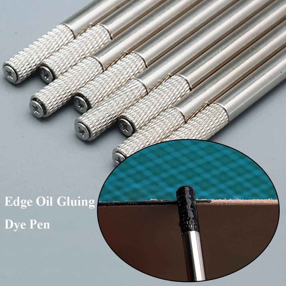 1PC Removable Head Leather Edge Oil Gluing Dye Pen Applicator Speedy Paint Roller Tool for Leather Craft Tools Smooth Rotation