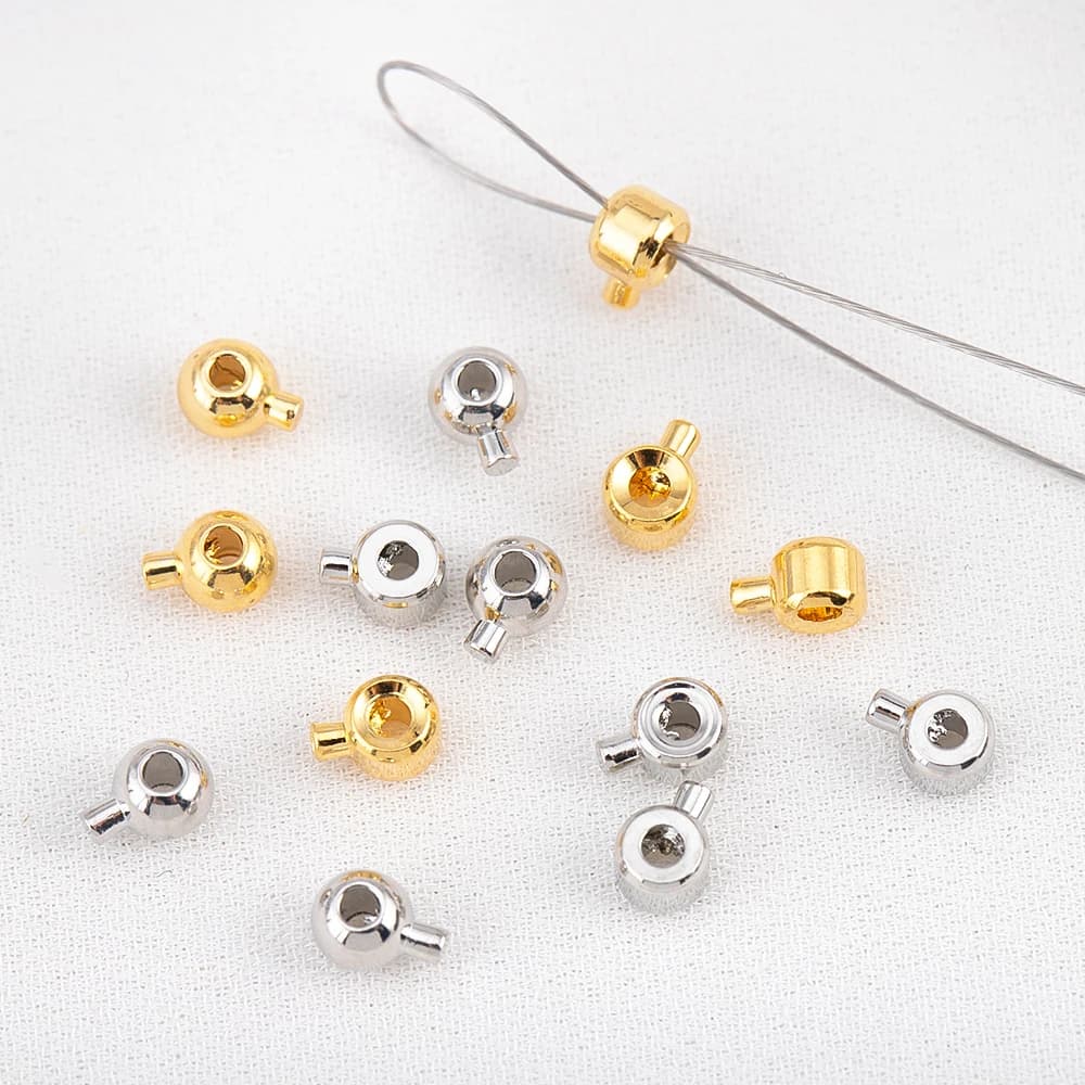 10pcs Positioning Clasps Crimp End Beads DIY Bracelet Stopper Beads Copper Closures Lamps Jewelry End Clip Clasps Jewelry Making