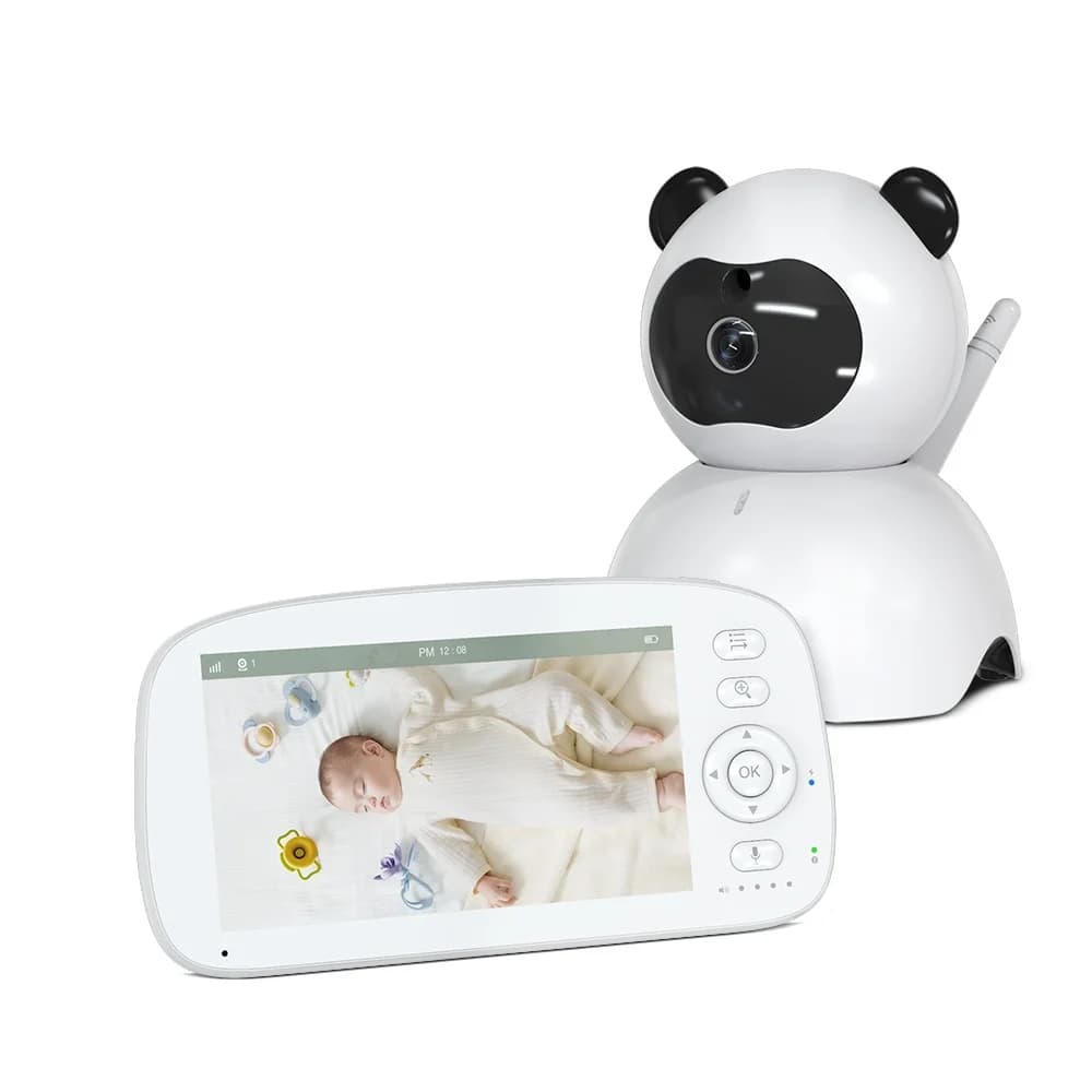 2025 5 pollici 1080p ad alta definizione Pan-Tilt Baby Monitor Telecamera Audio bidirezionale 900ft Wireless Night Vision Video Monitor per dormire