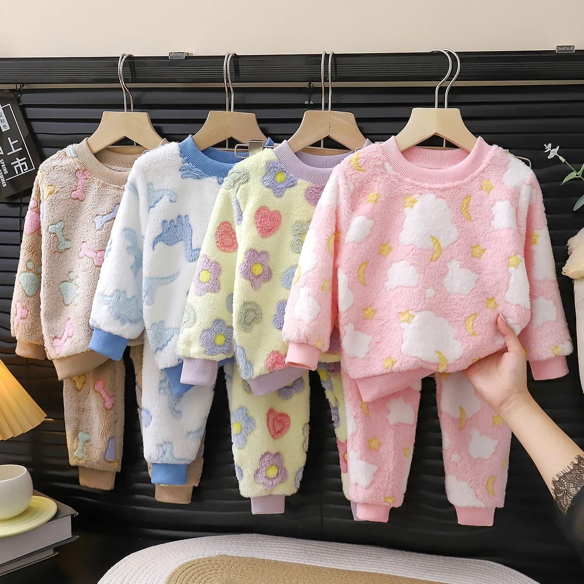 Kids Winter Pajama Set – Boys Girls Flannel Thermal Sleepwear, Thick Warm Loungewear for Toddlers & Babies