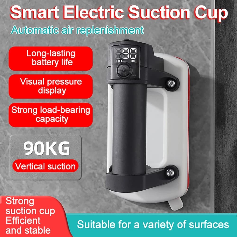 Ventosa elettrica per vuoto con batteria ricaricabile Pompa ad aria per vuoto con avviamento con un clic Ventosa per piastrelle in vetro da 90 kg Sollevatore per carichi pesanti