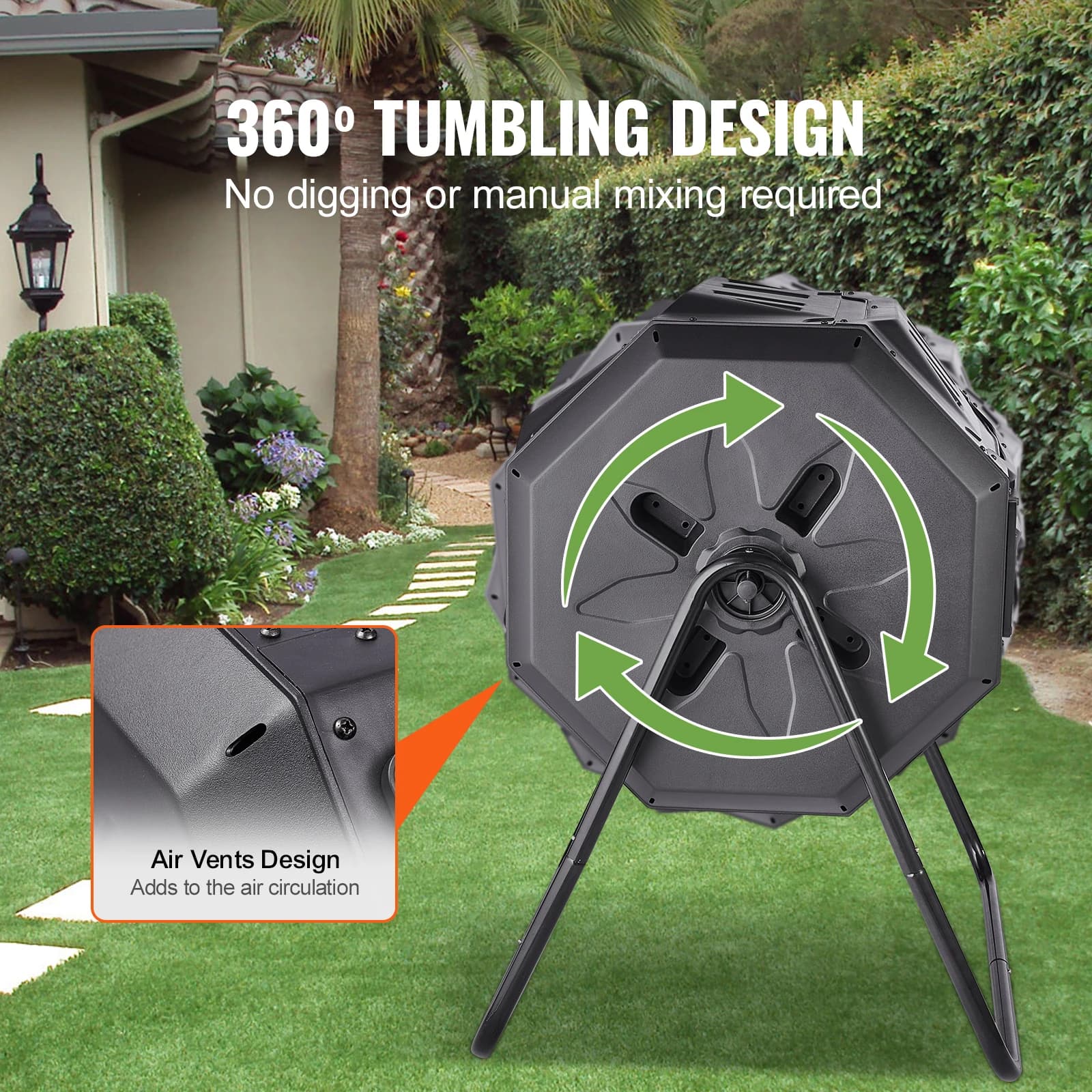 Composter a Doppia Camera da 18.5/37/43 Galloni, Senza BPA, per Giardino, Cucina, Esterni