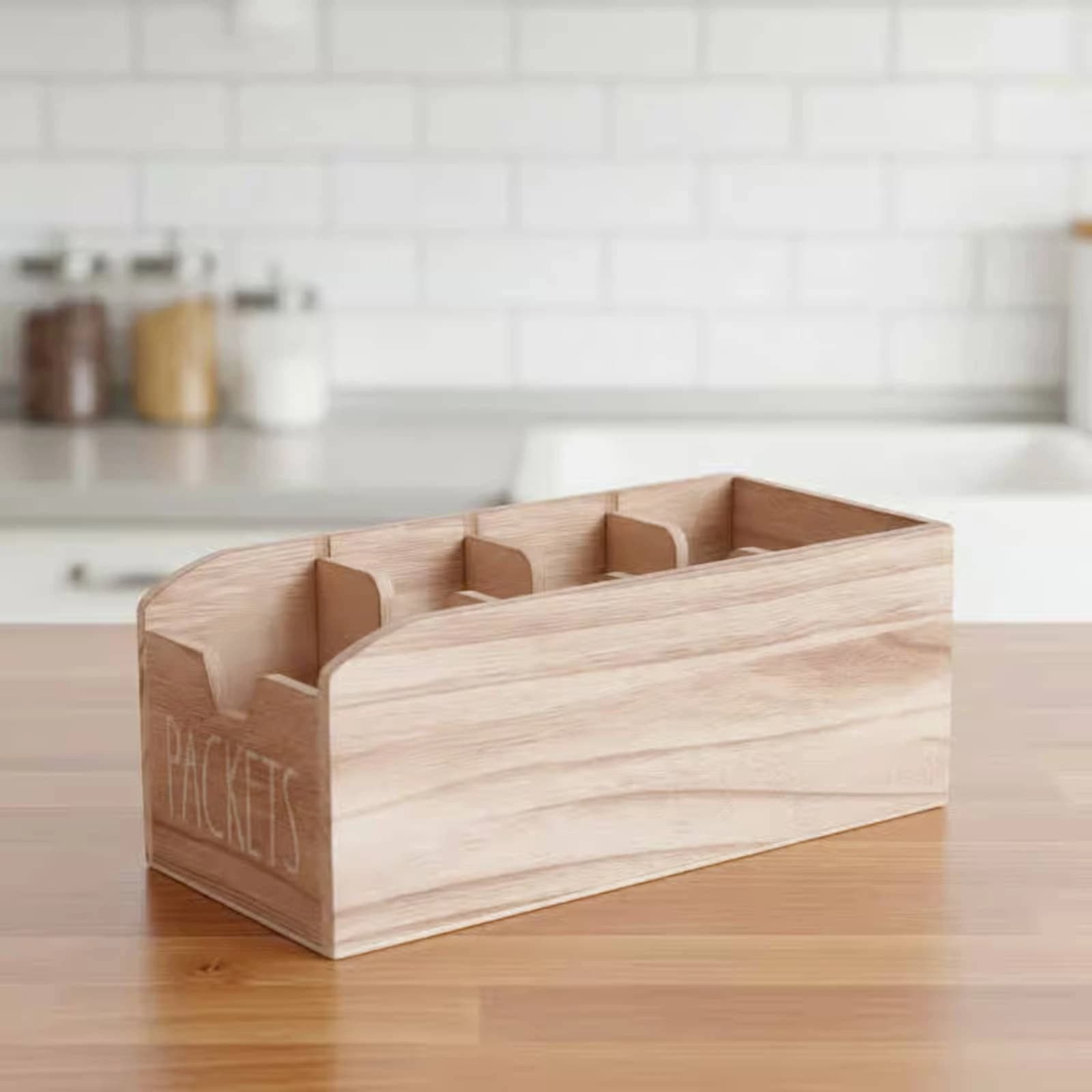 Scatola portaoggetti da scrivania in legno massello, organizer con scomparti, stile rustico, nessun montaggio richiesto, per bancone