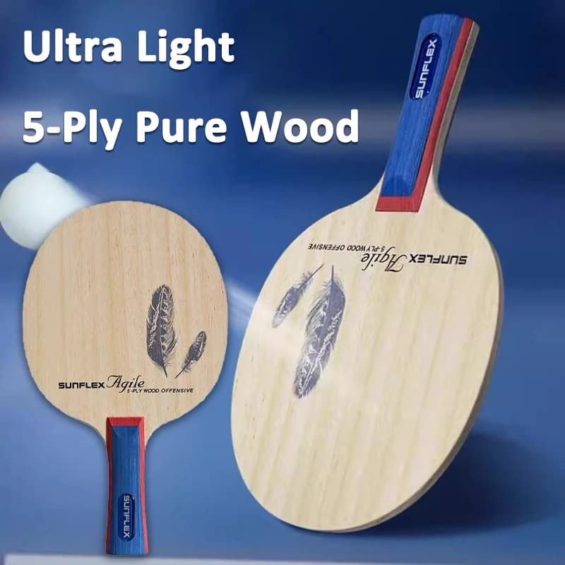 SUNFLEX Ping Pong Rack at 5 Layers in Pure Wood, Ultralight, for Fast Attack, for Training and Competition