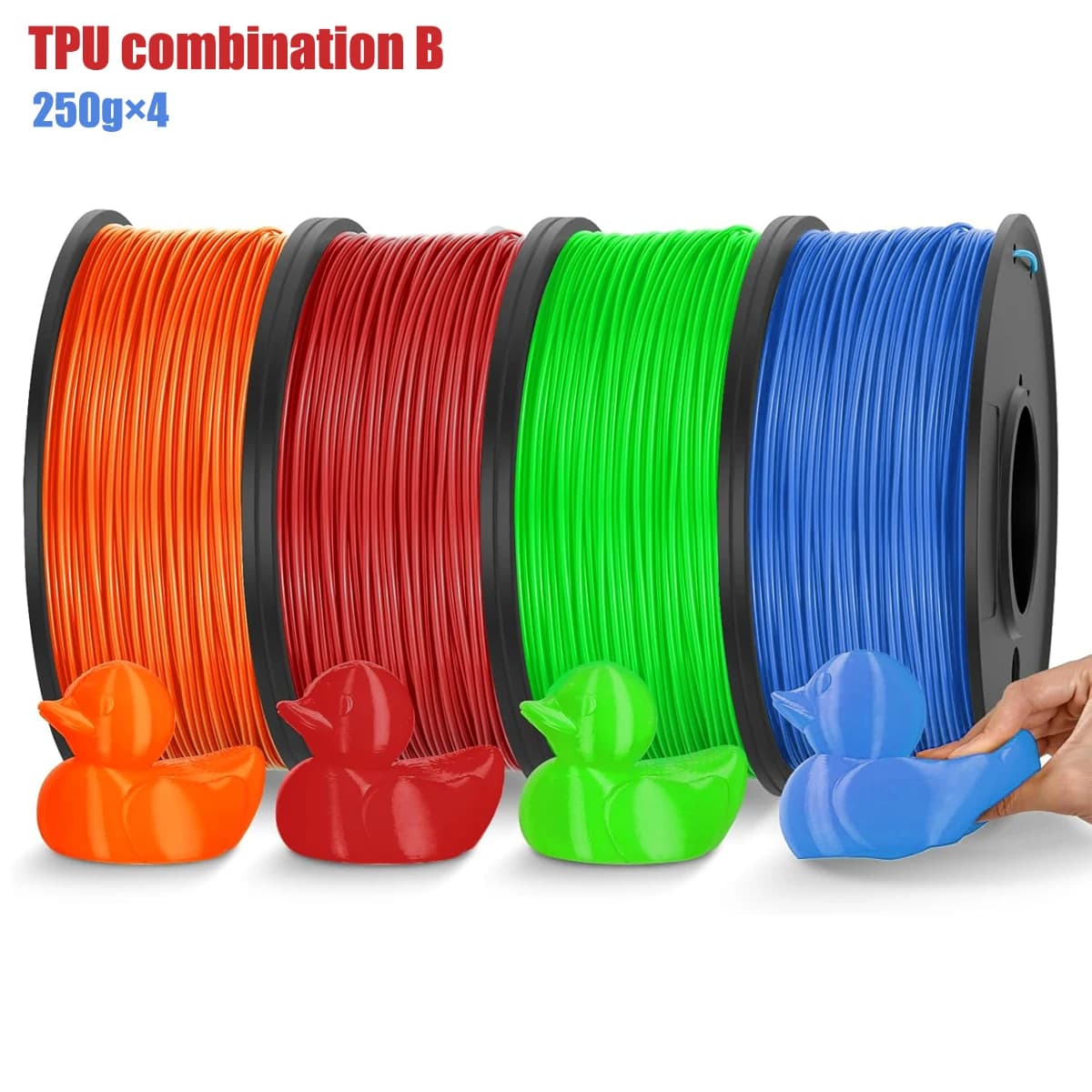 TPU Filament 1.75mm Flexible Roll, 95A Soft 3D Printer Filament, 250g/500g/1kg Spool, Fit Most FDM Printer