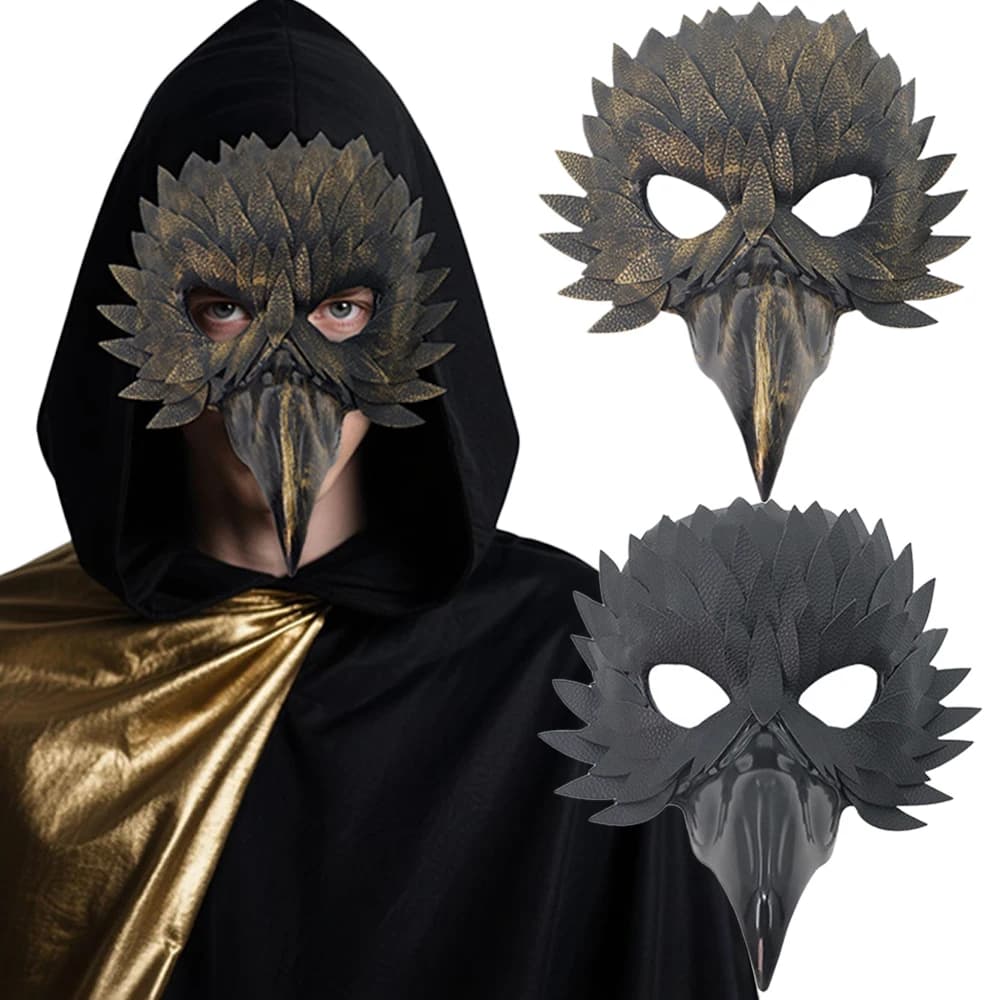 Punk Bird Beak Eagle Half Mask Animal Cosplay Bird Mouth Leather Carnival Halloween Dress Party Costume Puntelli