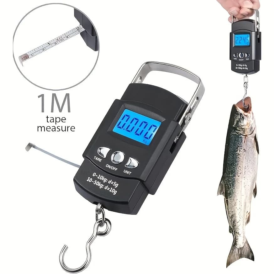 Bilancia digitale ultracompatta - Amichevole per bagagli e borse da pesca - Righello incorporato, leggera e resistente - Letture istantanee per