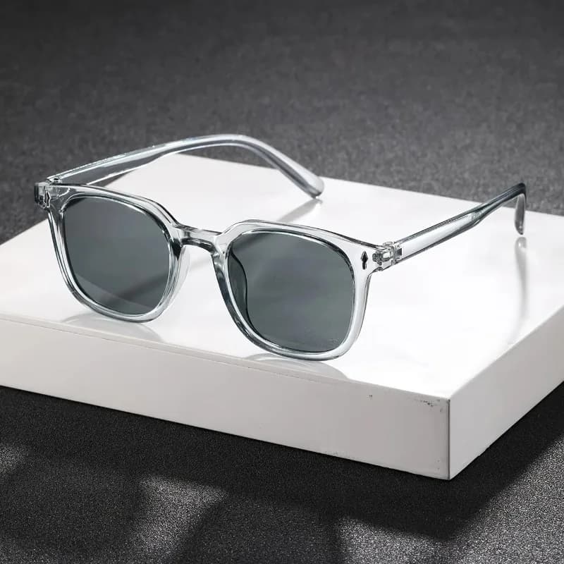 Occhiali da Sole Quadrati Trasparenti Grigi alla Moda, Stile Cool da Strada, Protezione UV400 per Uomo, Uso Quotidiano e Outdoor