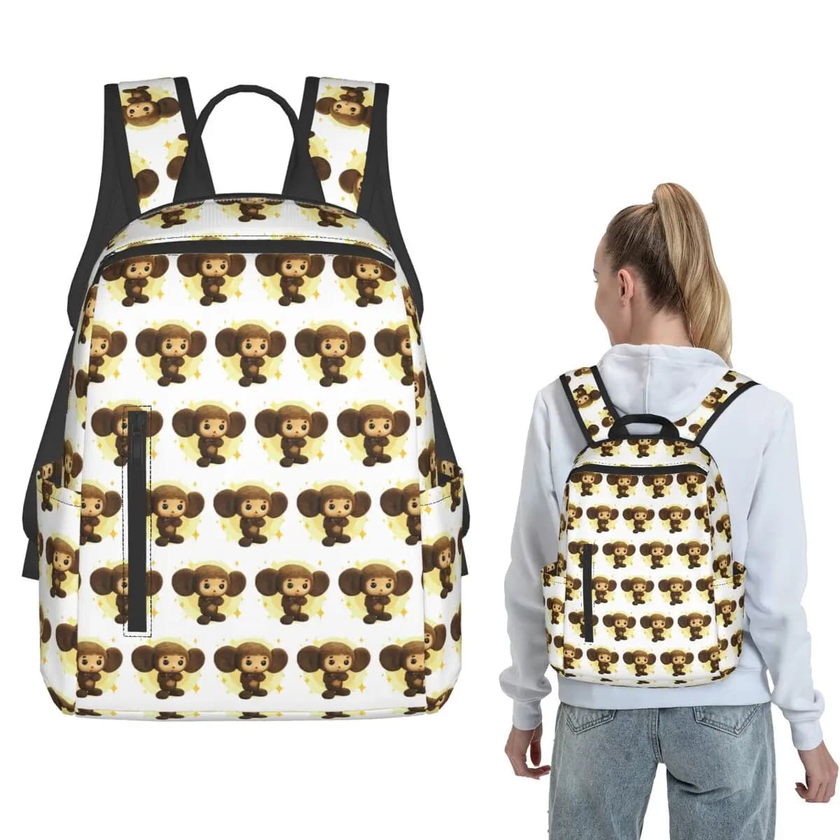 Zaino giapponese Cheburashka, zaino da giorno per ragazzi e ragazze, borsa per libri, borsa da scuola, borse a tracolla per uomini e donne